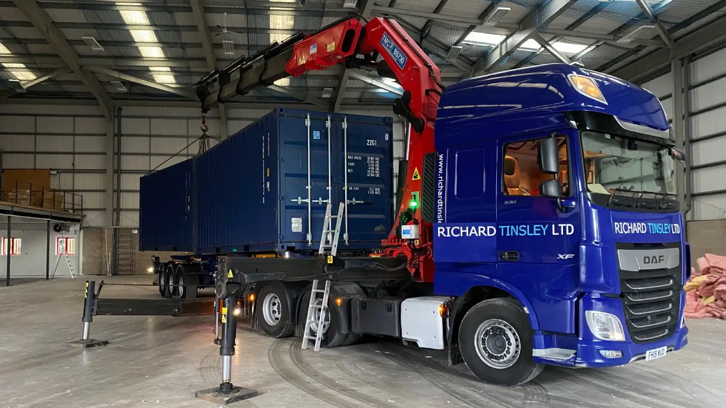 Container delivered inside warehouse